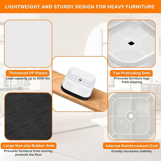 shouwuhho 24 Pack Furniture Risers Adjustable Bed Risers Heavy Duty Lifts