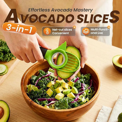3 in1 Avocado Tool Split, Pit, and Slice, Avocado 3 Piece Set, Includes Avocado Slicer, Cutter and Airtight Storage Container,Kitchen Gadget (2 pcs)