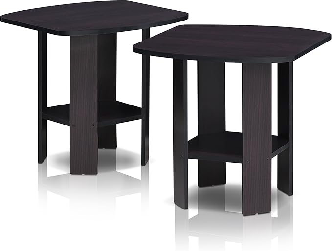Furinno Simple Design Side Table Set of 2, 2-Tier Modern End Table