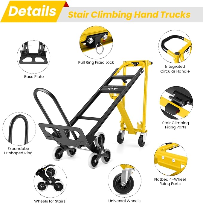 4-in-1 Hand Truck Dolly Heavy Duty Industrial Convertible, 1000 LBS Stair