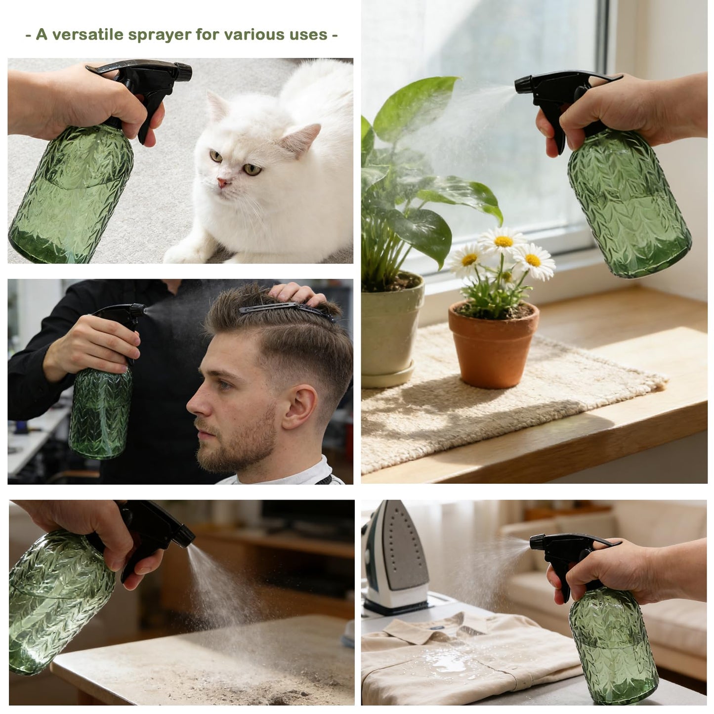 OFFIDIX Watering Can for Indoor Plants,Long Spout Metal Stainless Steel 21 oz Small Indoor Plant Watering Can with 14 oz Glass Plant Mister Spray Bottle for Inside
