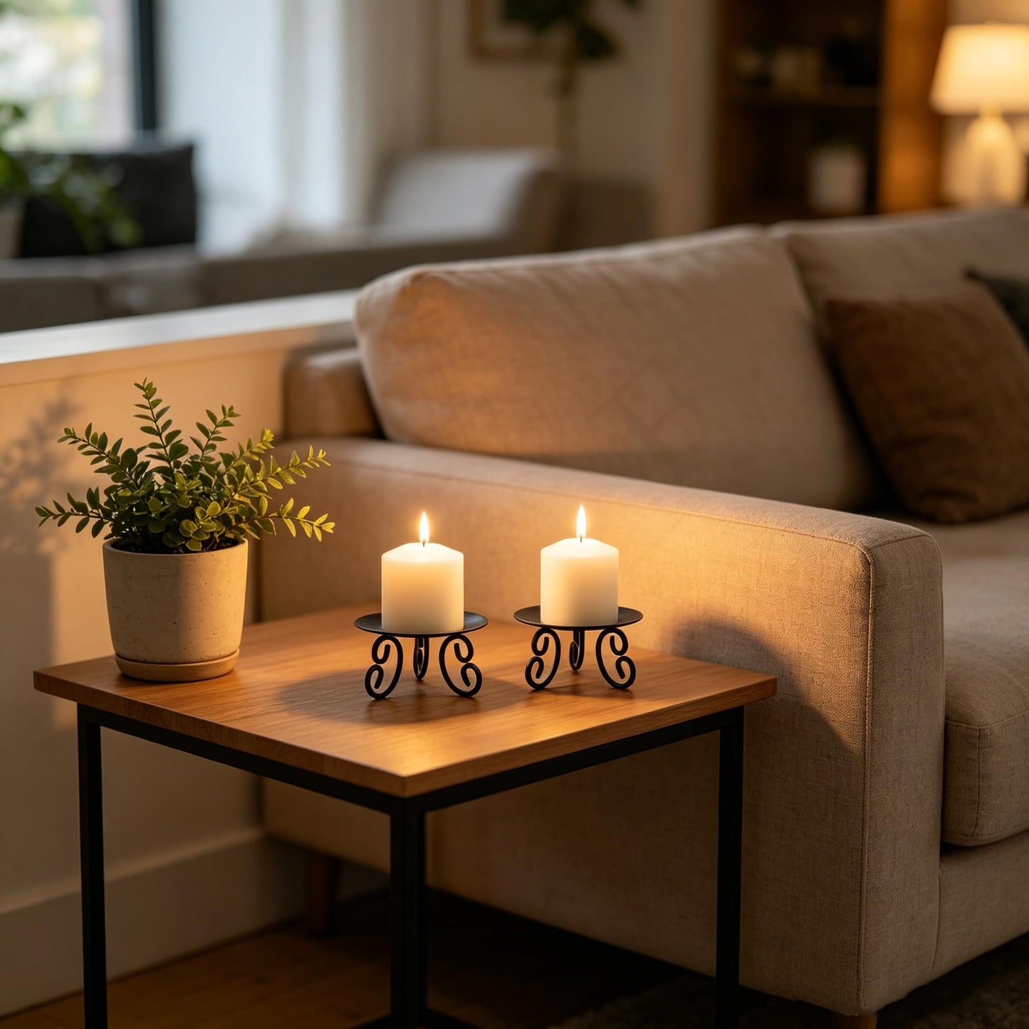 Hosley Set of 2 Pillar or LED Candle Holder 5 inch Diameter Gift for Farmhouse Weddings or can be Used for Aromatherapy and Spa O5