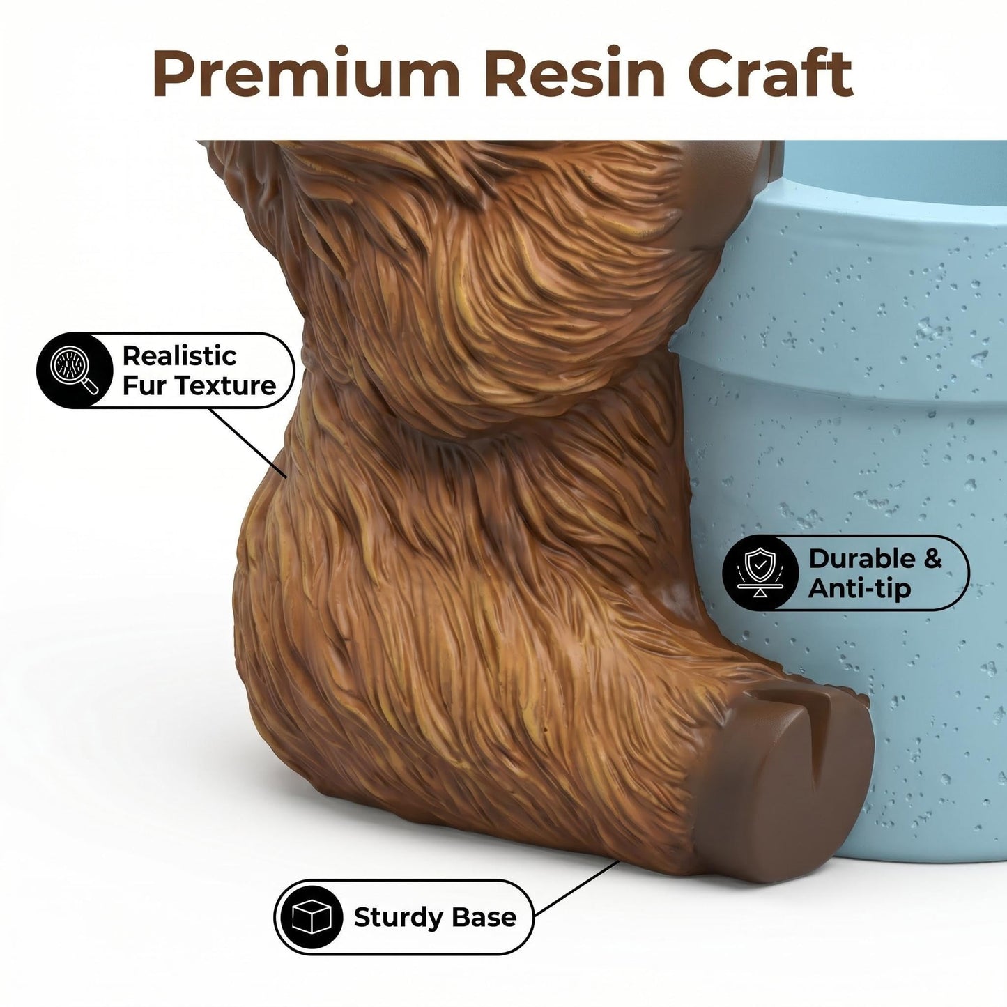 Zhao Xiang Highland Cow Succulent Planter - Rustic Resin Animal Flower Pot & Decorative Figurine | 5" D x 7" W x 6.5" H, Brown