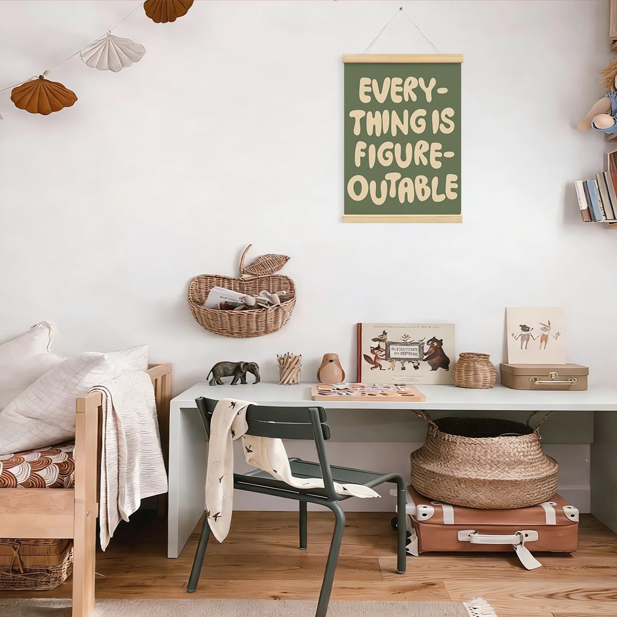 STHTTSW Everything is Figureoutable Inspirational Wall Art Poster Hanger with Wooden Frame，Positive Affirmations Wall Decor, Motivational Wall Art for Home Office Classroom, 12x16 Inch