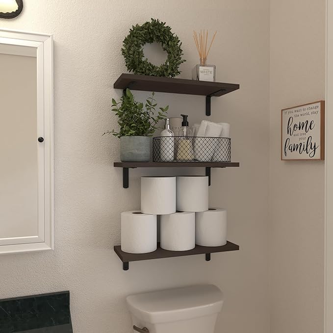 WOPITUES Wood Floating Shelves Set of 6, Shelves