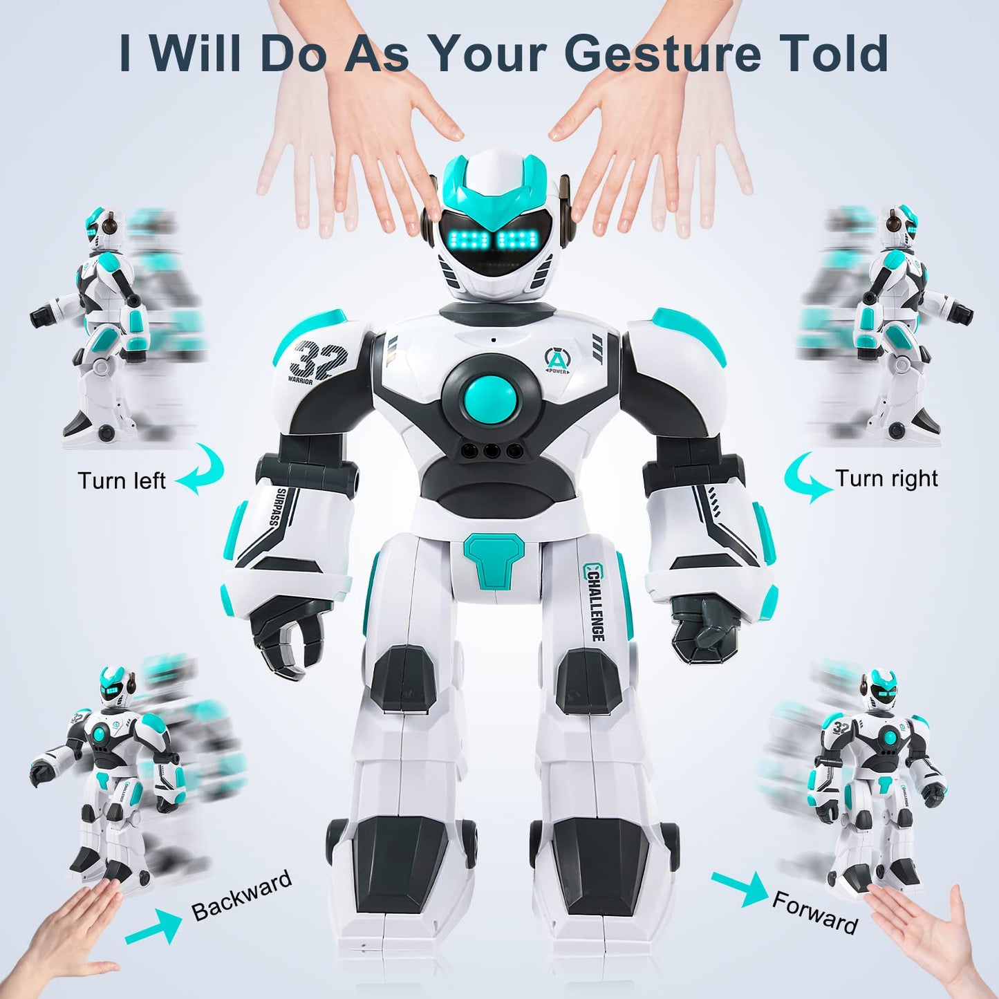 HPROMOT RC Robot Toy for Kids Remote Control Robot Toy, Smart Gesture Sensing Rechargeable & Programmable Robot Walking Dancing Singing Chirstmas Gift for 3-15 Years Old Boys Girls