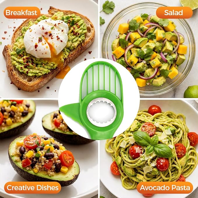 3-in-1 Avocado Slicer, 2026 New Avocado Pitter, Multifunctional Avocado Tool for Kitchen Helper, Ergonomic Avocado Cutter for Salads, Non-Slip Handle Avocado Slicer for Home Cooking (1pcs)