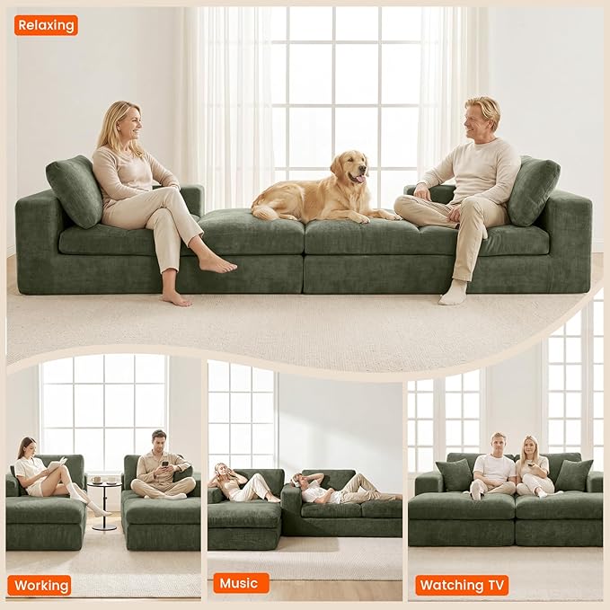 80.7" Oversized Double Chaise Lounge Chair Indoor, Cloud Boneless Sleeper Sofa