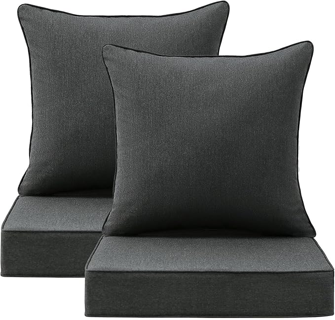 Sunbrella Outdoor Deep Seat & Back Cushion Set, 24 x 24 Inch Water Repellent