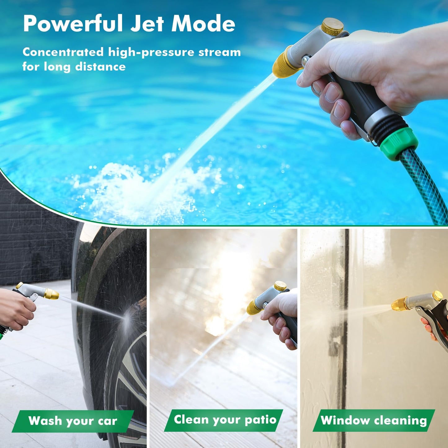RESTMO Heavy Duty Metal Water Hose Nozzle, High Pressure Garden Hose Nozzle, Hose Sprayer Nozzle with Adjustable Spray Patterns for Garden Watering, Car Washing, Patio and Pet, Black