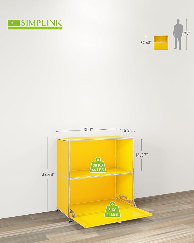 32.5-Inch Flip-Top Side Table & Buffet Cabinet