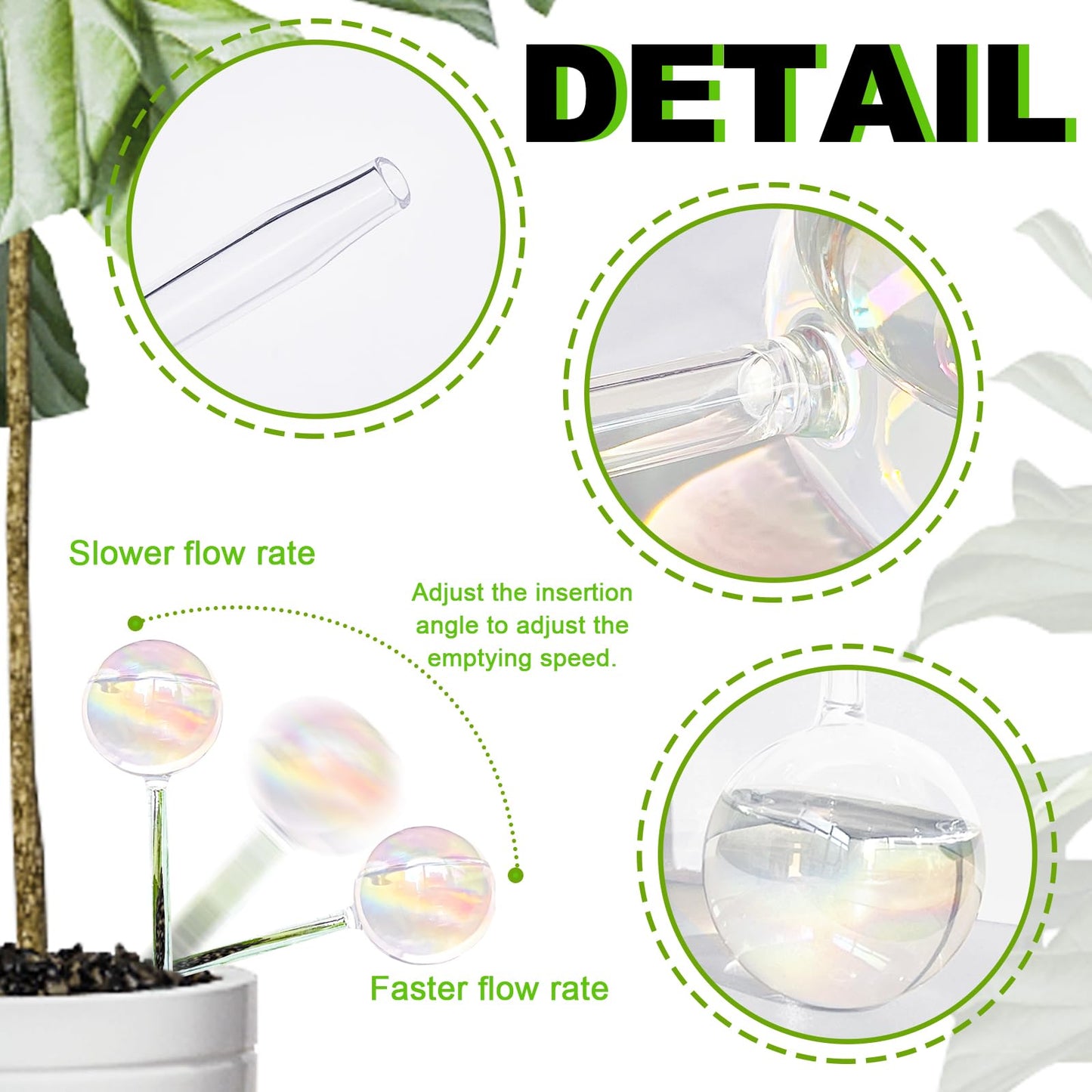 Pynqdfu 4 Pcs Plant Watering Globes,Rainbow Gradient Glass Watering Devices,Self Watering Planter Insert Plant Accessories for Indoor,Outdoor,Flowerpot,Hanging Plants,Home Garden,8.7" L×2.8" D