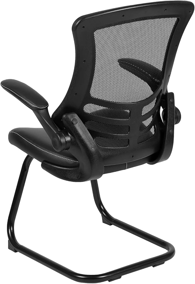 Flash Furniture Kelista Black Mesh Sled Base Side Reception Chair