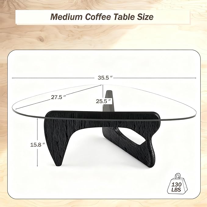 Modern Coffee Table for Living Room, 35.8" Minimalist Black Center Table