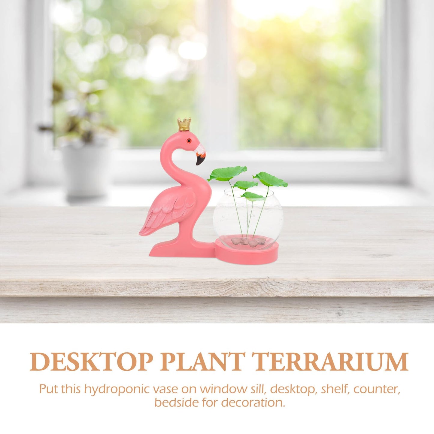 DECORNIJIA Flamingo Hydroponic Plants Vase Glass Desktop Plant Terrarium Flower Container for Home Décor Table Centerpiece