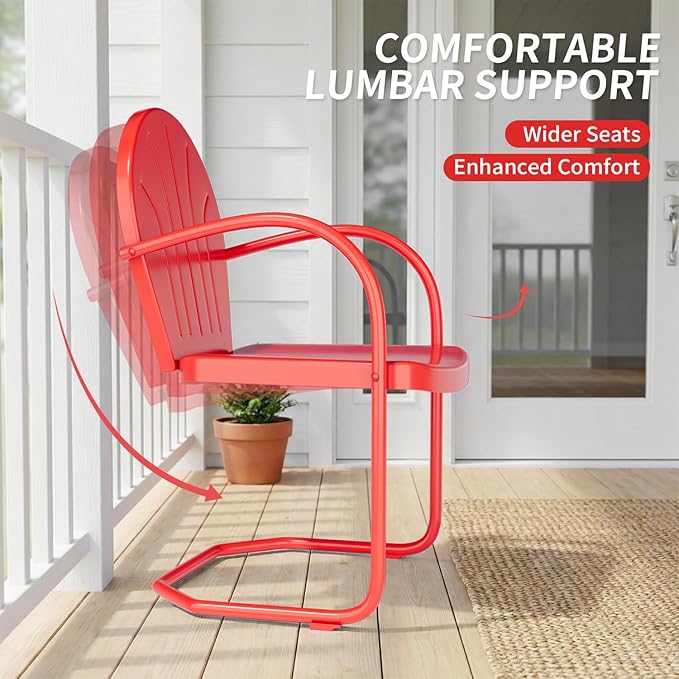 3 Piece Bistro Set, Anti-Rust Table and Chairs Set of 2, Waterproof Retro Metal