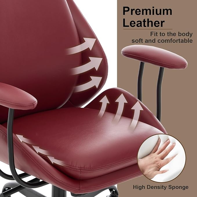E-Motie Office Chair, Leather Desk Chair