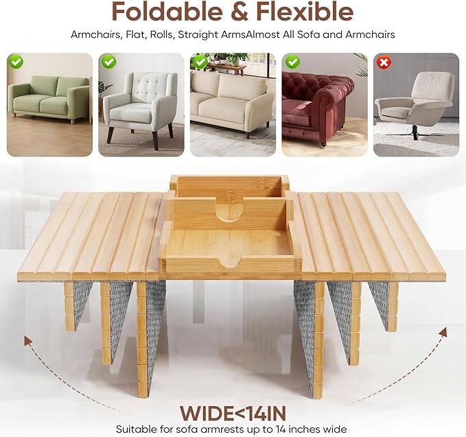 Bamboo Couch Arm Tray Table
