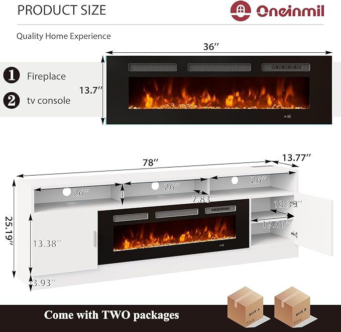 oneinmil 78" Fireplace TV Stand