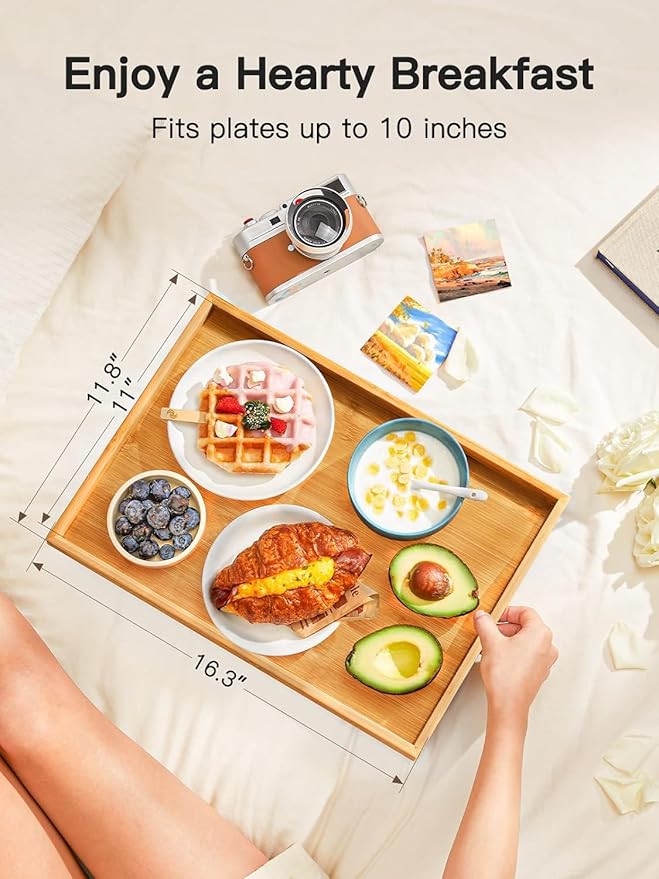 Bamboo Bed Tray Table with Foldable Legs, Breakfast Tray