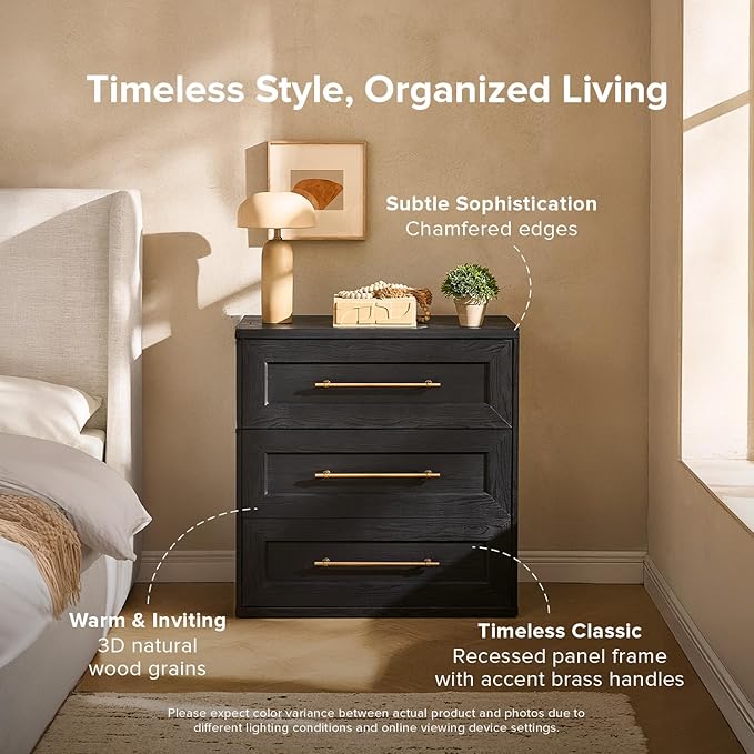 mopio Blake 3 Drawer Dresser for Bedroom, Chest of Drawers, Wood Dresser