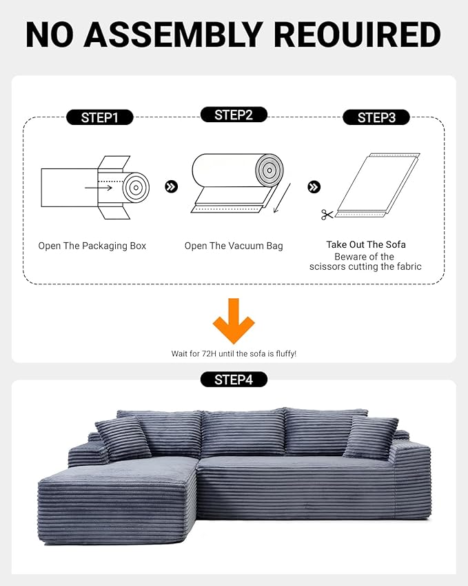 108 Inch Cloud Sectional Couch, Modern Modular Sectional Sofa