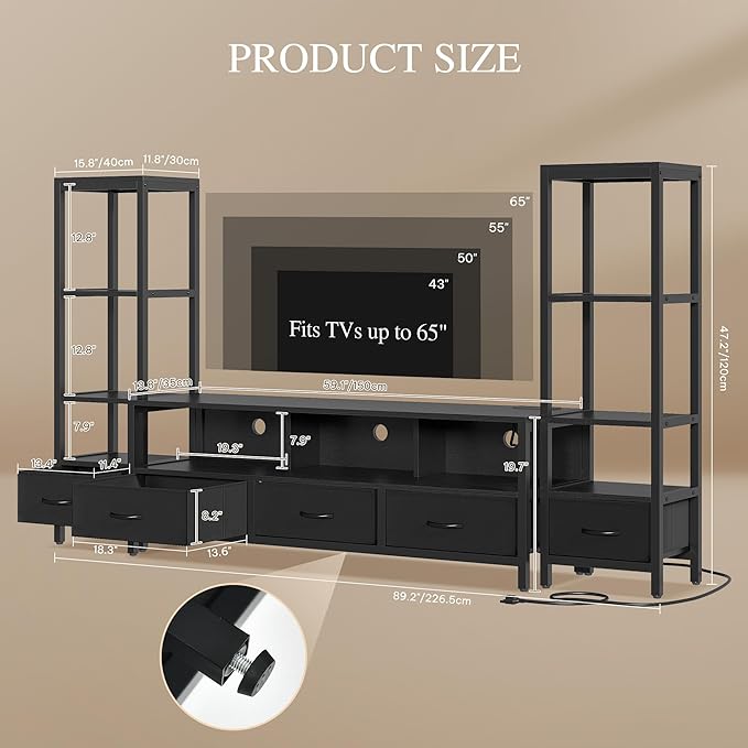 YITAHOME Modern TV Stands for 65 inch TVs, Entertainment Center