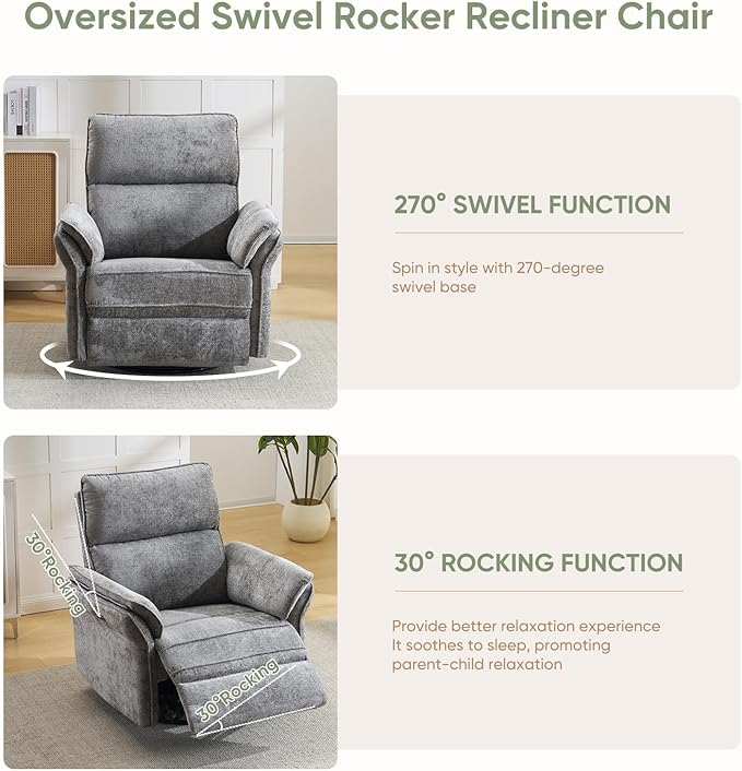 Oversized Power Recliner Chair Swivel Glider