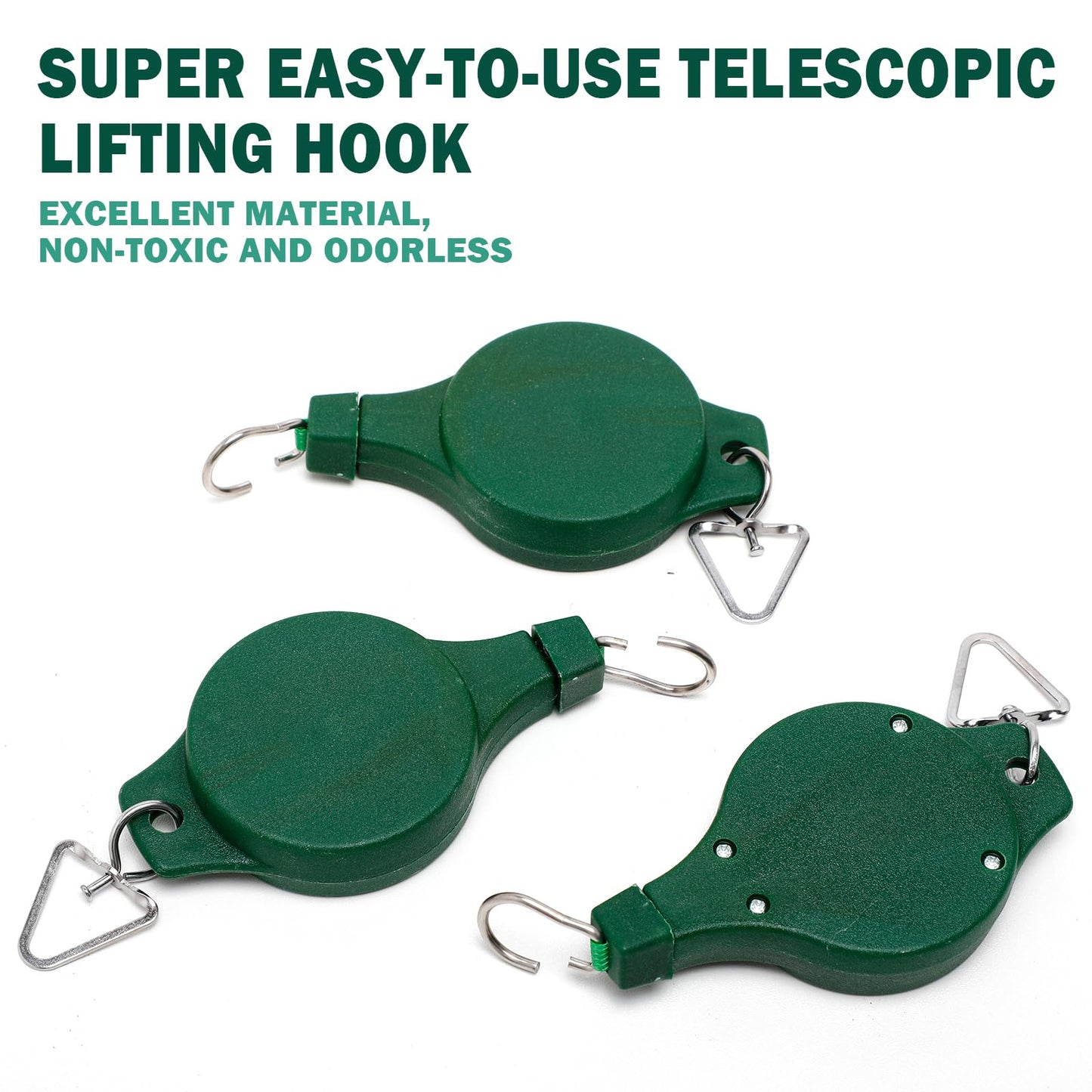 3 Packs Plant Pulley Set for Garden Baskets Pots, Birds Feeder Retractable Plant Hangers for Hanging Basket Planter Heavy Duty Adjustable Ceiling Pulley Hook for Hanging Outdoor Indoor Plants Flower