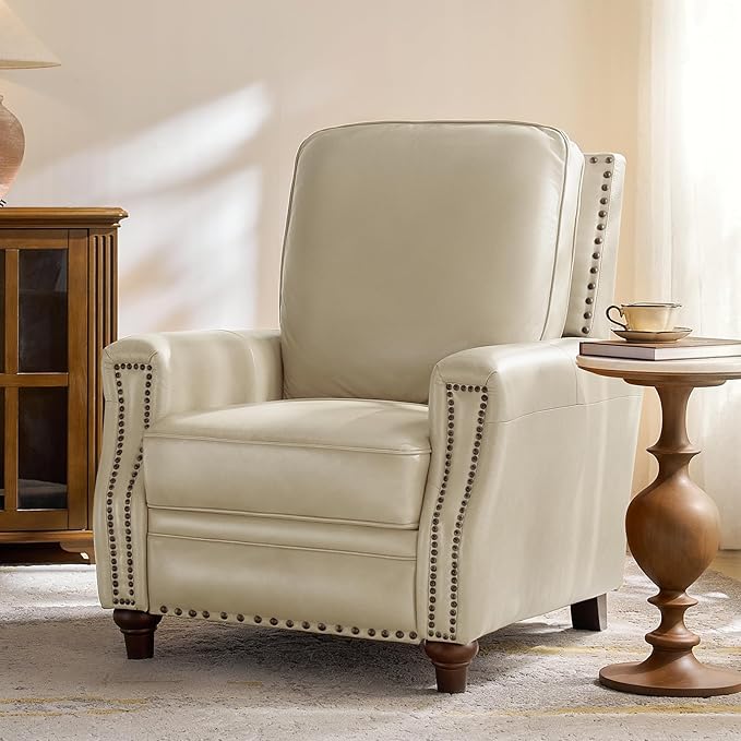 HULALA HOME Genuine Leather Manual Recliner Chair