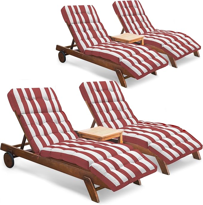 Outdoor Chaise Lounge Chair Cushion Set of 4, Waterproof 74.4 x 22 x 4.7 Inches
