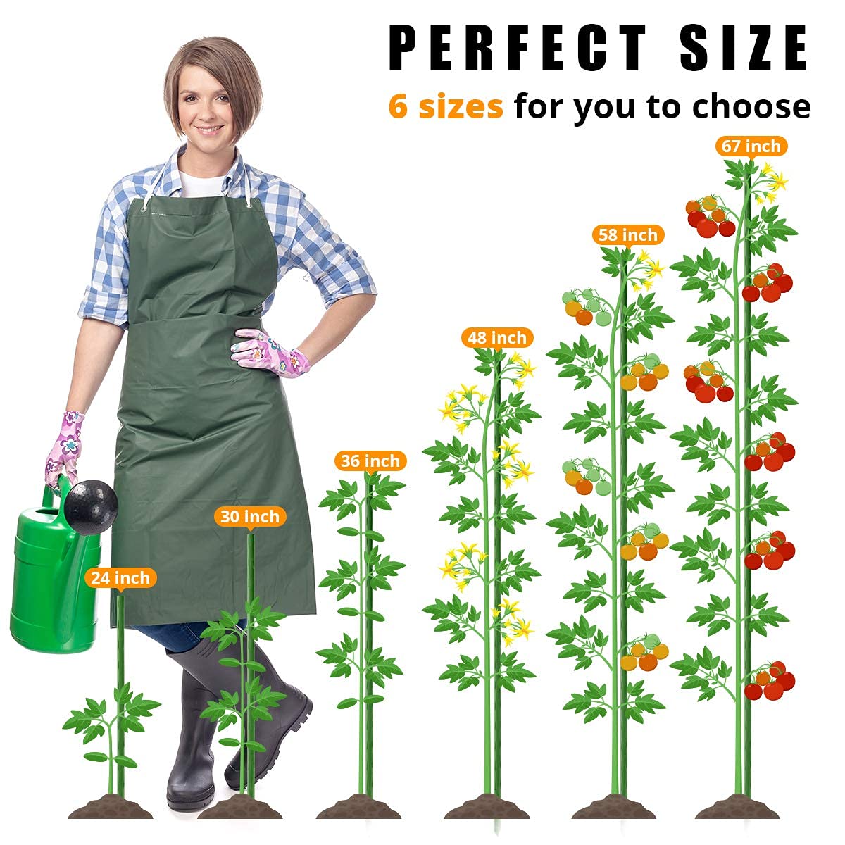 LAVEVE Garden Stakes 58 Inches Heavy Duty Steel Tomato Stake, Plastic Coated Support for Securing Trees, Climbing Plants, Cucumber, Beans, Pack of 40