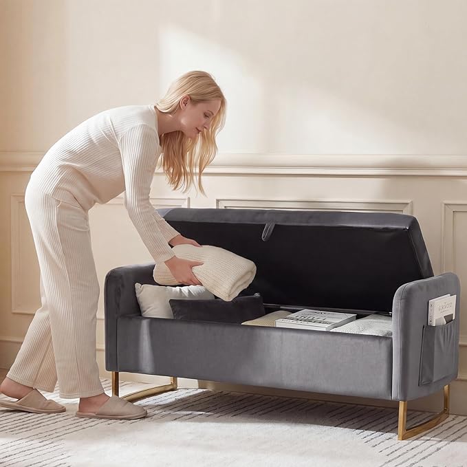 48" End of Bed Bench, Modern Storage Benches