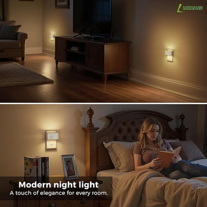 L LOHAS LED Night Lights Plug into Wall, 2 Pack Modern Night Light with Dusk to Dawn Sensor, Dimmable Plug in Night Light, Adjustable Brightness, 3000K Soft White for Bedroom Bathroom Hallway