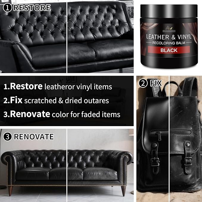 Leather Recoloring Balm with 100ml Mink Oil, Car Seats, Dye & Restorer