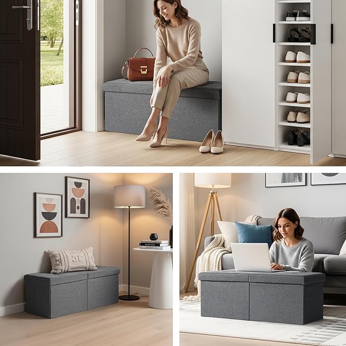 35-INCH Storage Ottoman Bench, Footrest