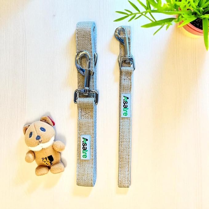 Hemp Dog Leash – 4ft Eco-Friendly Sustainable Pet Lead, Durable Natural Hemp & Cotton Leash, Soft on Hands, Vegan, Strong Metal Clasp by Asatre (Beige, X-Small)