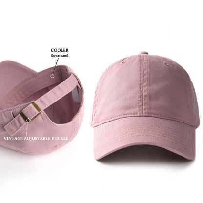 FURTALK Unisex Vintage Washed Unstructured Baseball Cap Washed Cotton Adjustable Dad Hat Pink