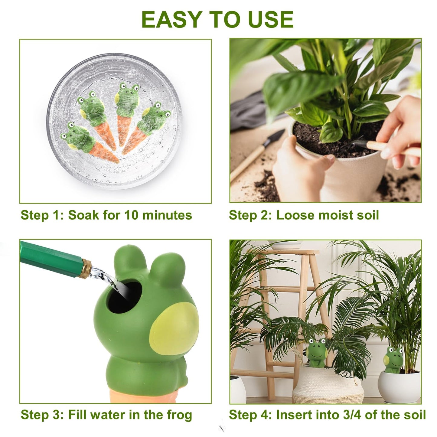 DEAYOU 4 Pack Terracotta Self Watering Spikes, Frog Shaped Plant Watering Stakes, Slow Release Automatic Watering Device Garden Waterer for Indoor and Outdoor Plants, Vacation Plants