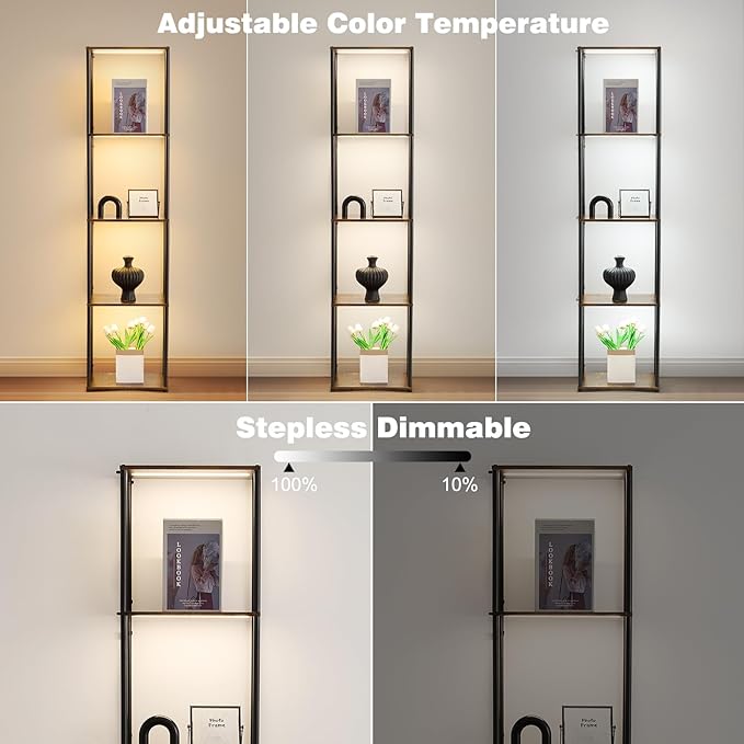 Tall Display Shelf with Lights, Dimmable LED Display Cases