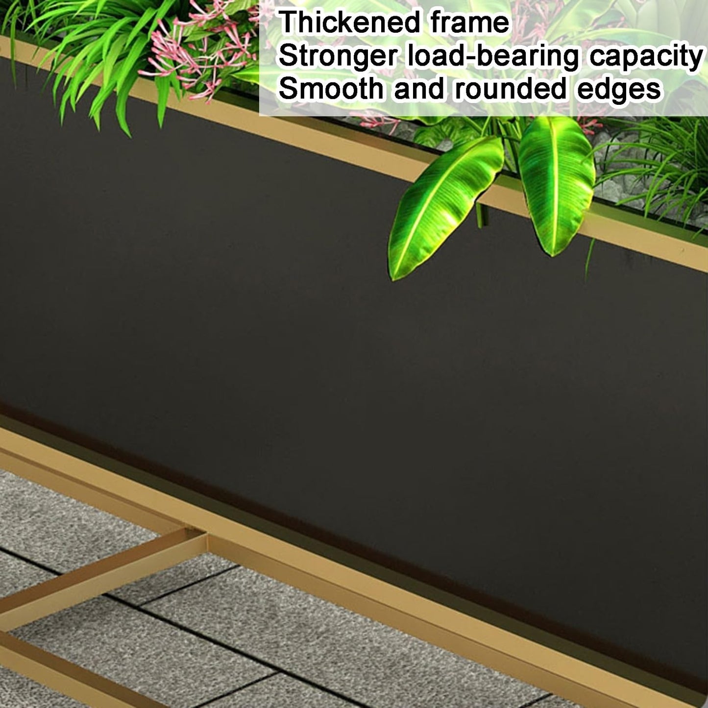 YJEUZCD Metal Planter Box, Rectangular Raised Garden Bed, Outdoor Indoor Flower Box Partition, Commercial Restaurant Patio Porch Partition Divider(Black-B,120x60cm/47.2x23.6in)