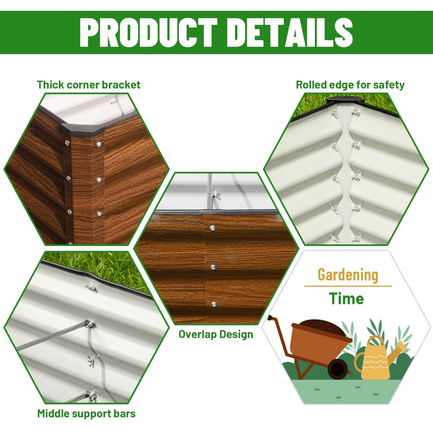 SnugNiture Galvanized Raised Garden Bed 6x3x2FT Outdoor Large Metal Planter Box Steel Kit for Planting Vegetables, Flowers