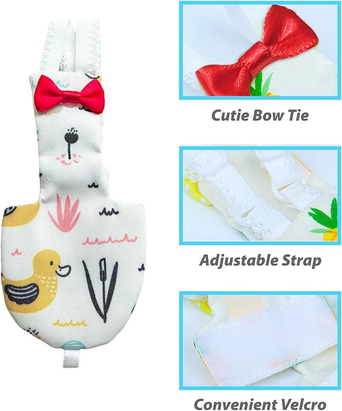UKJENT Bird Diaper Protective Parrot Nappy 2 Pack, Reusable Flight Suit with Waterproof Inner Layer, Washable Cute Urine Wet Suit for Cockatiel Monk Parakeet Sun Parakeet Lory(M)