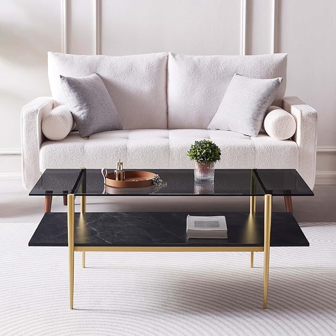 LumFurn Rectangle Coffee Table for Living Room, Mid-Century Modern Design