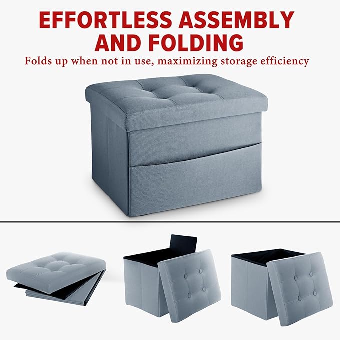 LINMAGCO Storage Ottoman Folding Foot Stool Ottoman