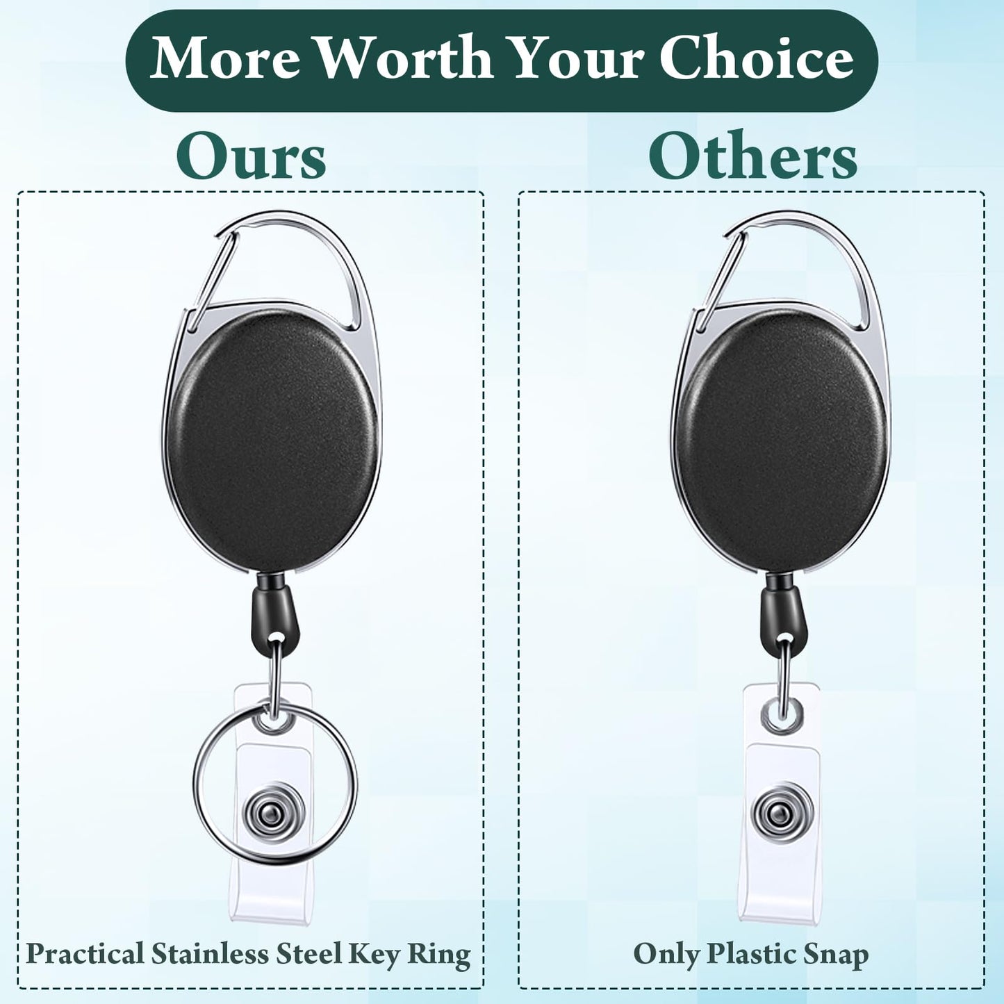Laumoi 80 Pcs Retractable ID Badge Holder Reel with Belt Clip and Key Ring, Name ID Badge Clips Keychain for Office Worker Doctor Nurse Employee (Black)