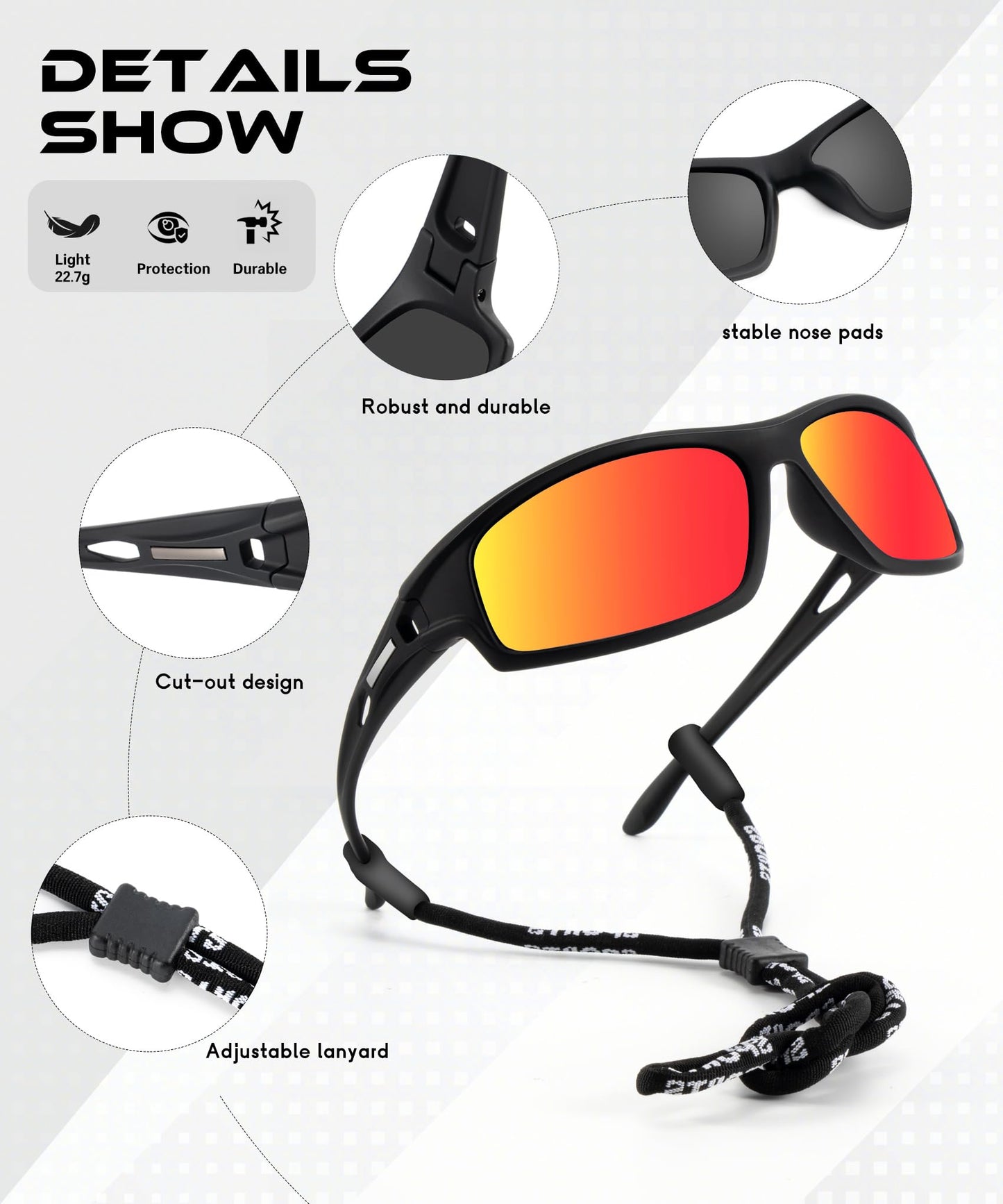 OUKEMAX Polarized Sunglasses Men Sports-Sunglasses: Wrap Around Sun Glasses for Running Cycling Golf UV Protection 3 Pack
