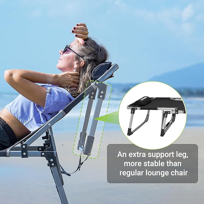 FUNDANGO Oversize Lounge Chair Outdoor, 300 lbs Large Camping Cots