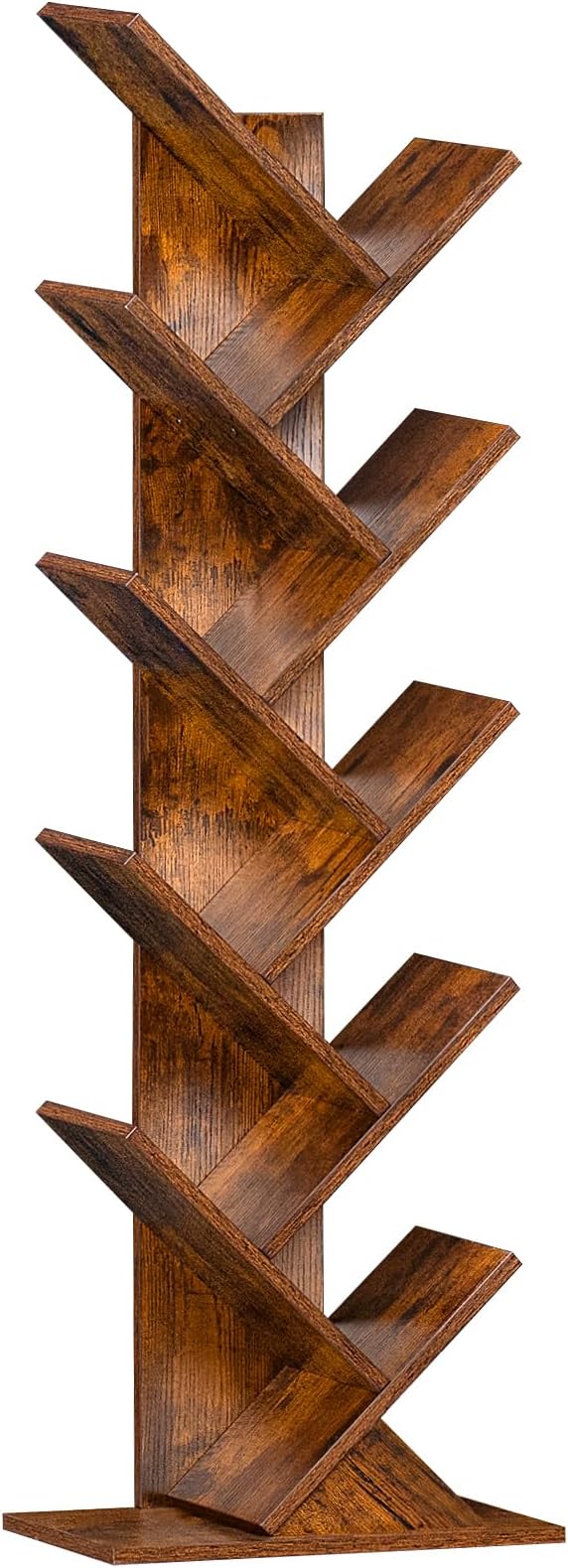 SHEEPAM 10 Tier Tree Book Shelf, Floor Standing Wood Bookshelf