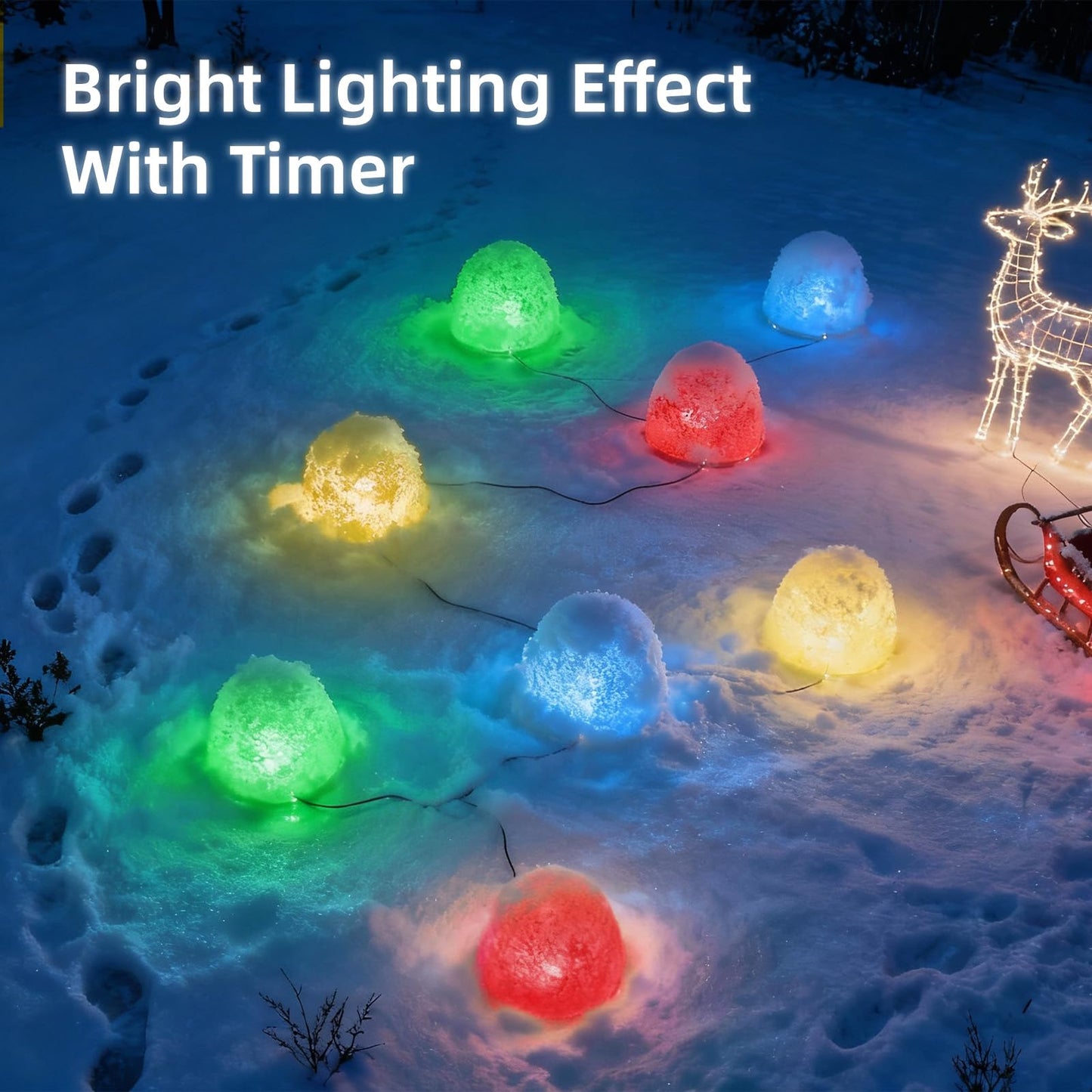 Illuminated Gumdrop Christmas Pathway Lights Outdoor Decorations, Connectable 4Pcs Light Up Gum Drop with Timer for Yard, Cute Holiday Christmas Outside Decor for Porch,Walkway, Gingerbread Theme